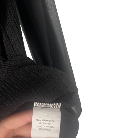 Allegra K Women's Size Large Mesh Sleeves Black Whymsygoth Top - Picture 5 of 8